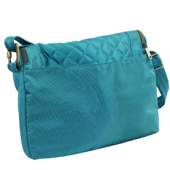 Travelon RFID Antitheft Multi Pocket Aquamarine Organizer Cross Body Bag - Picture 2 of 6